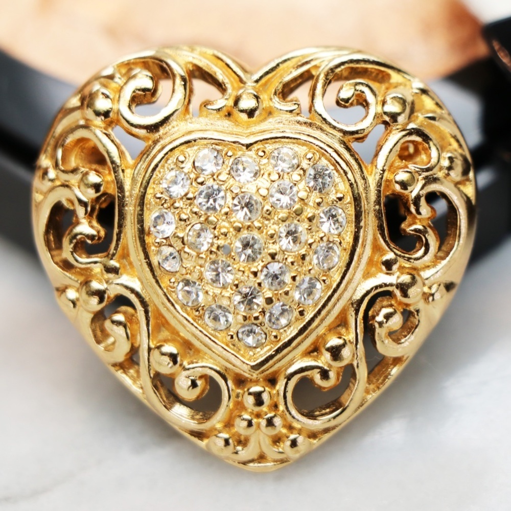 💖 Vintage Christian Dior Crystal Heart Brooch 💝 - Picture 11 of 16